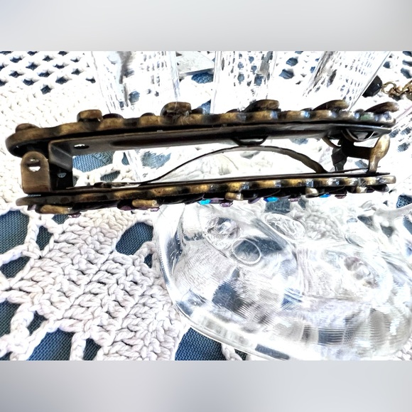 Vintage 1980s Double Sided Floral Hair Clip Barrette, unworn - Picture 4 of 5